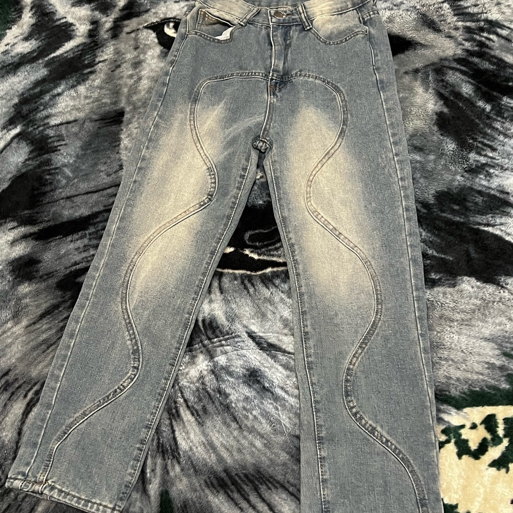 Patterned Gray Men's Jeans